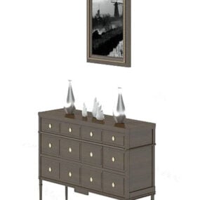 Black Side Cabinet With Painting 3d model