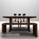 Combinación de mesa y silla de comedor de madera