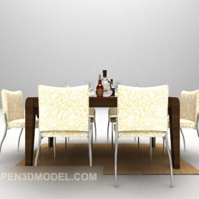 Conjunto de móveis de jantar para casa de mesa moderna modelo 3d