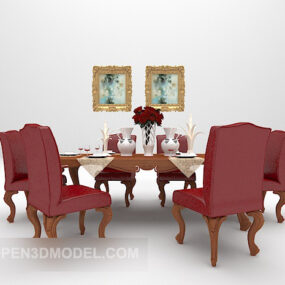 3д модель классической комбинации стола и стула