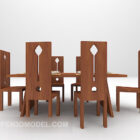 Elegante houten eettafel stoel volledige set