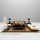 Sofá combinado marrón con alfombra