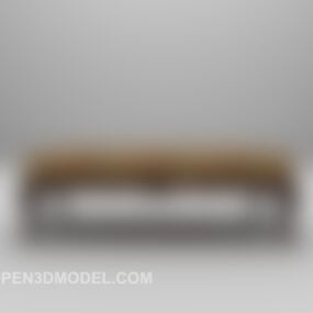 Tamborete europeu para sofá vintage de madeira escura Modelo 3D