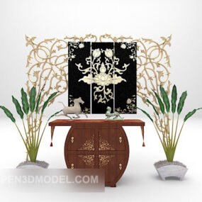 European Entrance Hall Cabinet Carving Style 3d model
