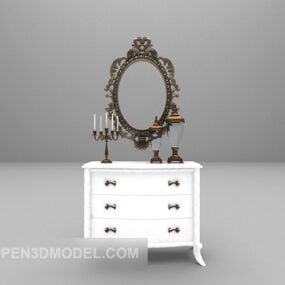 Antique Side Cabinet With Oval Mirror 3d model