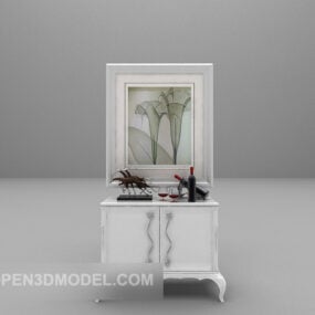 White Side Cabinet With Tableware 3d model