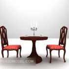 Europeiskt matbord i trä 3d-modell