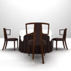 Europejski brązowy stół z eleganckimi krzesłami