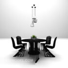 黒い木のテーブルとモダニズムの椅子セット