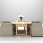 Table simple en bois avec chaise jumelle