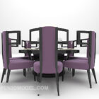 Elegant Dark Wooden Table Chair Set