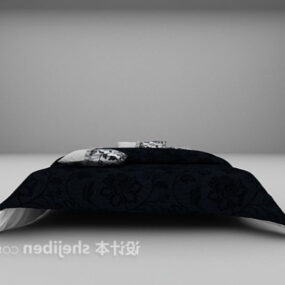 3д модель низкой кровати из черной ткани