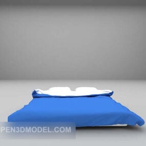Mavi Battaniye Çift Kişilik Yatak 3D model