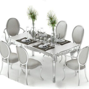 European White Table Chair 3d model