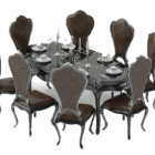Luxusní černý dřevěný jídelní stůl