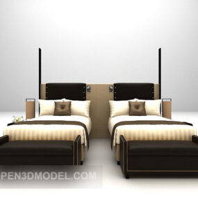Twin Single Bed European Style 3d model