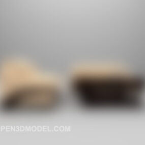 Sofa kết hợp chất liệu da màu be mẫu 3d