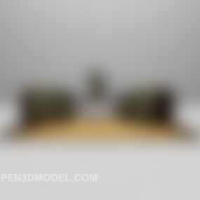 中式单人沙发灰色套装3d模型