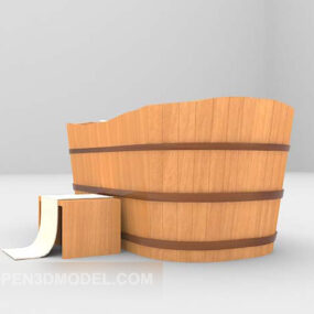 Asian Wooden Bathtub 3d model