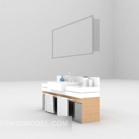 Lavatório com conjunto completo de espelho modelo 3d