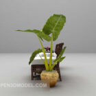Chaise de loisirs avec plante en pot