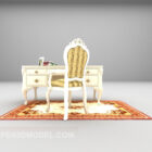 European White Desk With Chair Carpet
