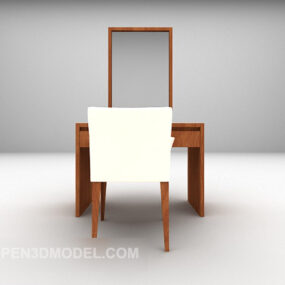 Modern Style Wood Dresser And White Chair 3d model