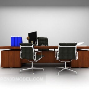 Office Working Desk And Chairs Modern Style 3d model