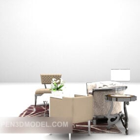 European Combination Sofa With Carpet 3d model