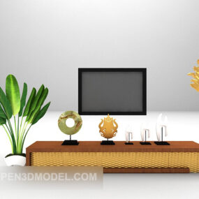 Home Tv Cabinet With Decorative Tableware 3d model