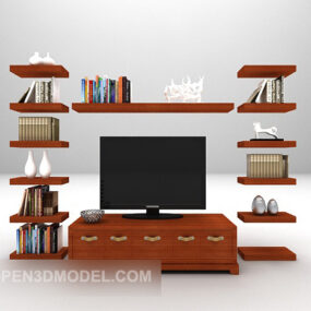 Heim-TV-Schrank mit Bücherregal 3D-Modell