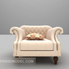 European Retro Leather Sofa 3d model