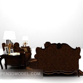 Sofá vintage combinado europeo con alfombra modelo 3d