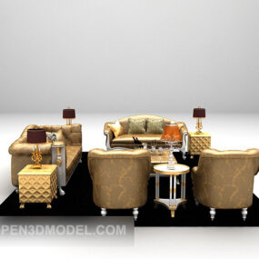 Brown Color Combination Sofa Chairs 3d model