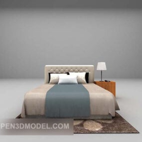 Simple Style Bed Thick Mattress With Carpet 3d model