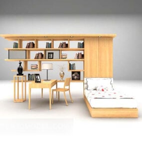 Modern Single Bed With Cabinet Showcase 3d model