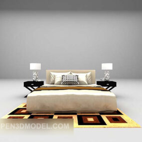 3д модель Современная белая низкая кровать