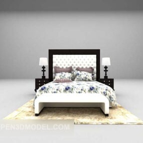 Hotel Double Bed With Nightstand Carpet 3d model
