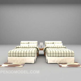 Twin Single Bed V1 3d model