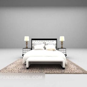 Hotel cama doble modelo 3d simple