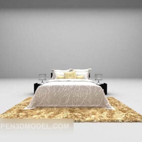 מיטה אירופאית מודרנית עם שטיח דגם תלת מימד