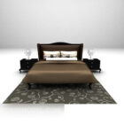 Braunes Bett mit Teppich