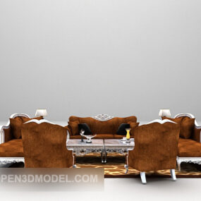European Combination Leather Sofa Table 3d model