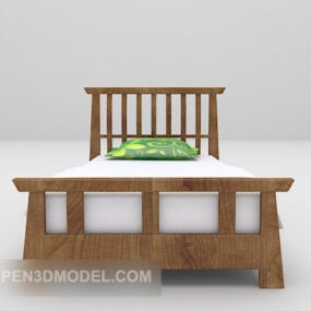 Wood Bed Single Type 3d model