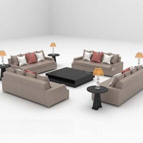 Combination Sofa Tea Table Furniture 3d model
