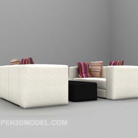 Soft Sofa White Leather 3d model