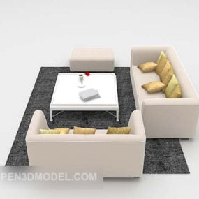 דגם תלת מימד בשילוב שטיח ספה מעור לבן