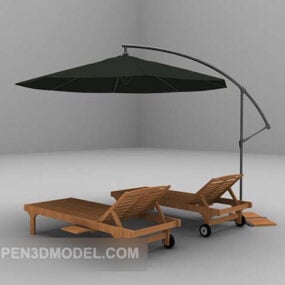 3д модель шезлонга Beach Wood Lounge Chair