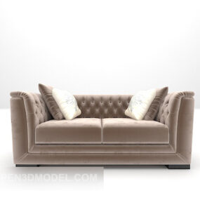 Sofá de terciopelo marrón modelo 3d