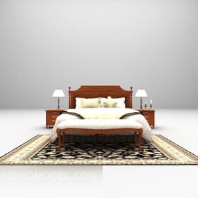 تخت خواب مدرن با فرش مدل سه بعدی